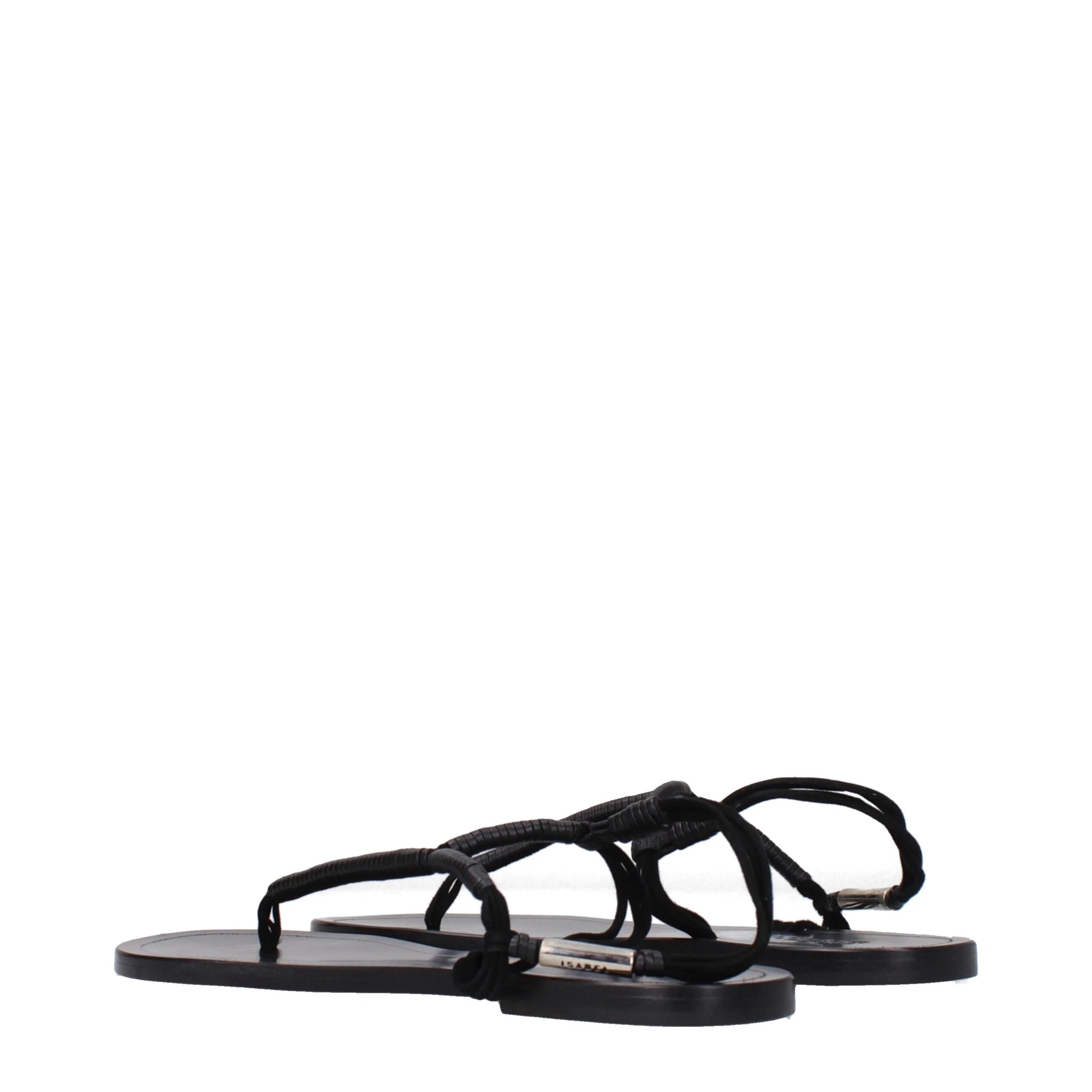Isabel Marant Black Leather Flip-Flop Sandals
