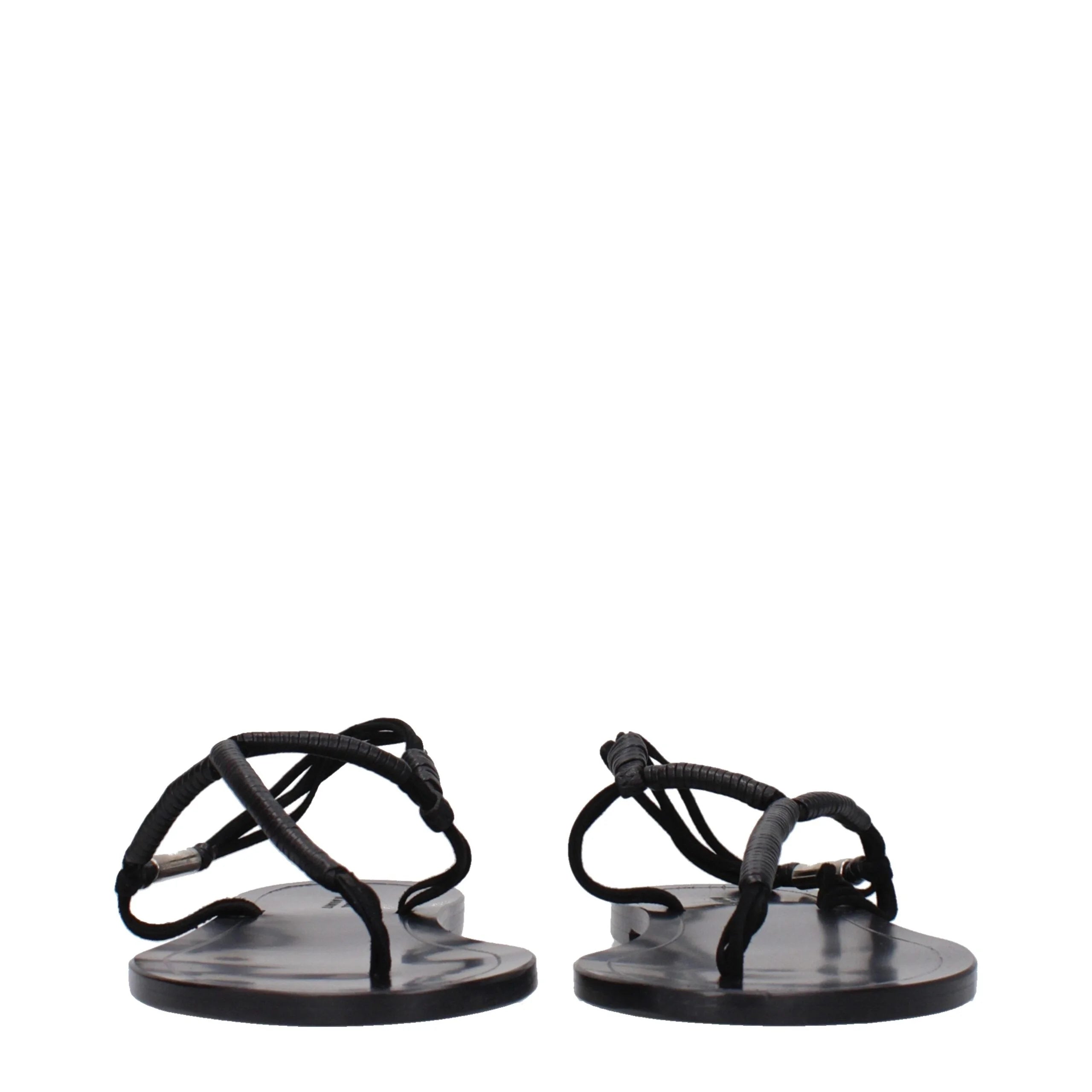 Isabel Marant Black Leather Flip-Flop Sandals - Sandals