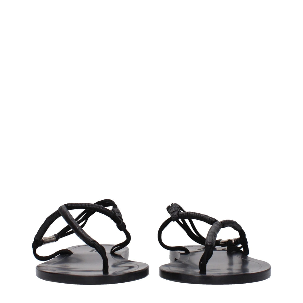 Isabel Marant Black Leather Flip-Flop Sandals - Sandals