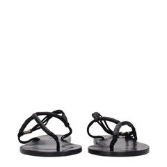 Isabel Marant Black Leather Flip-Flop Sandals - Sandals