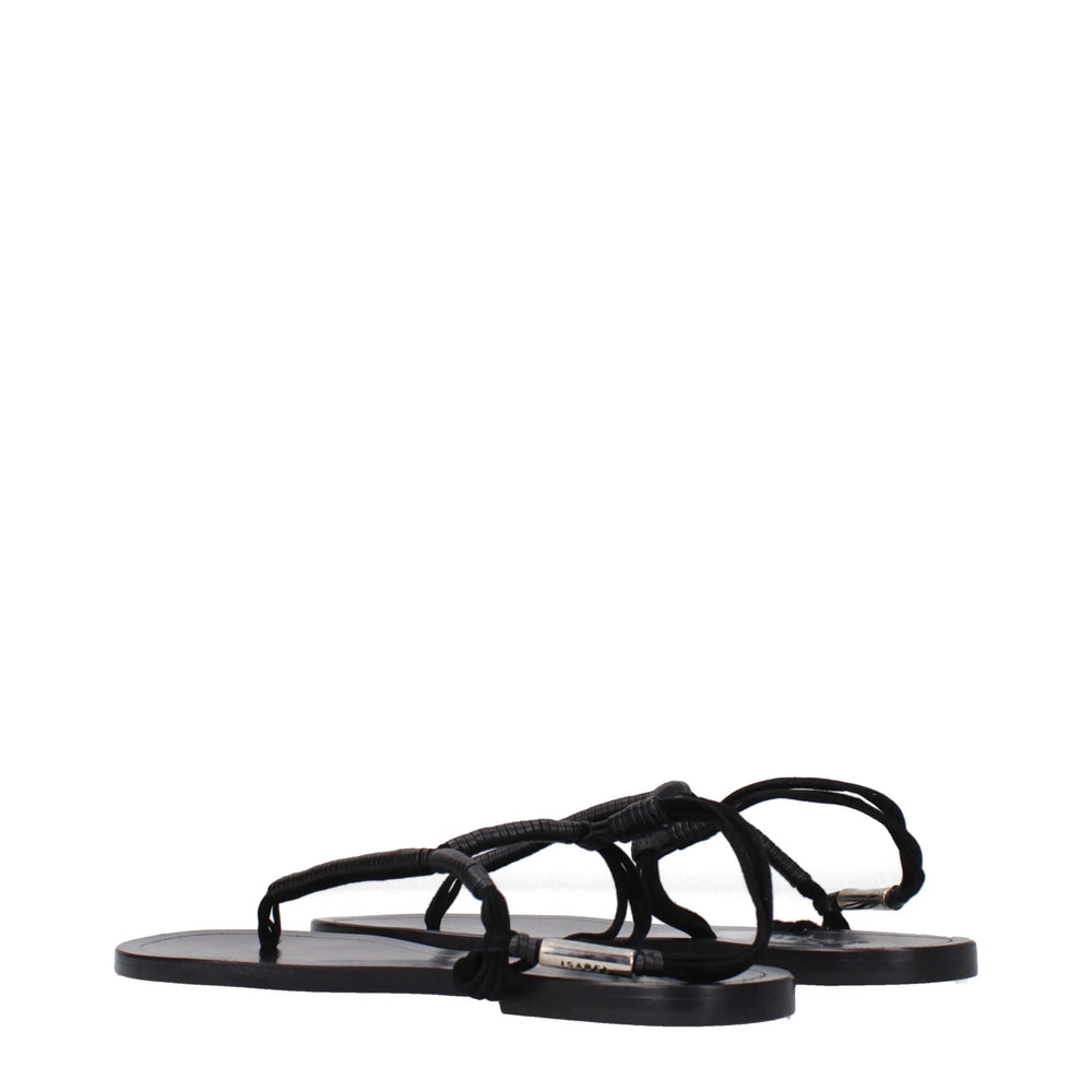 Isabel Marant Black Leather Flip-Flop Sandals - Sandals