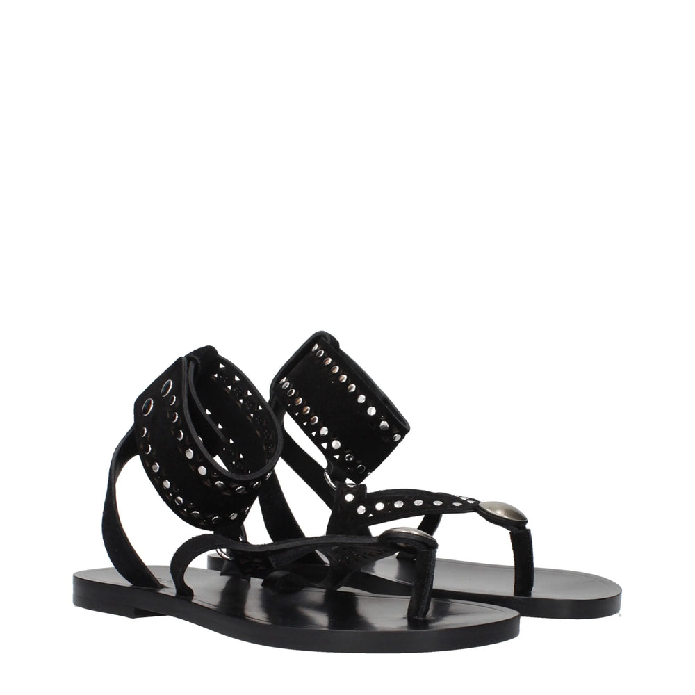 Isabel Marant Black Leather Flip-Flop Sandals - EU36/US6