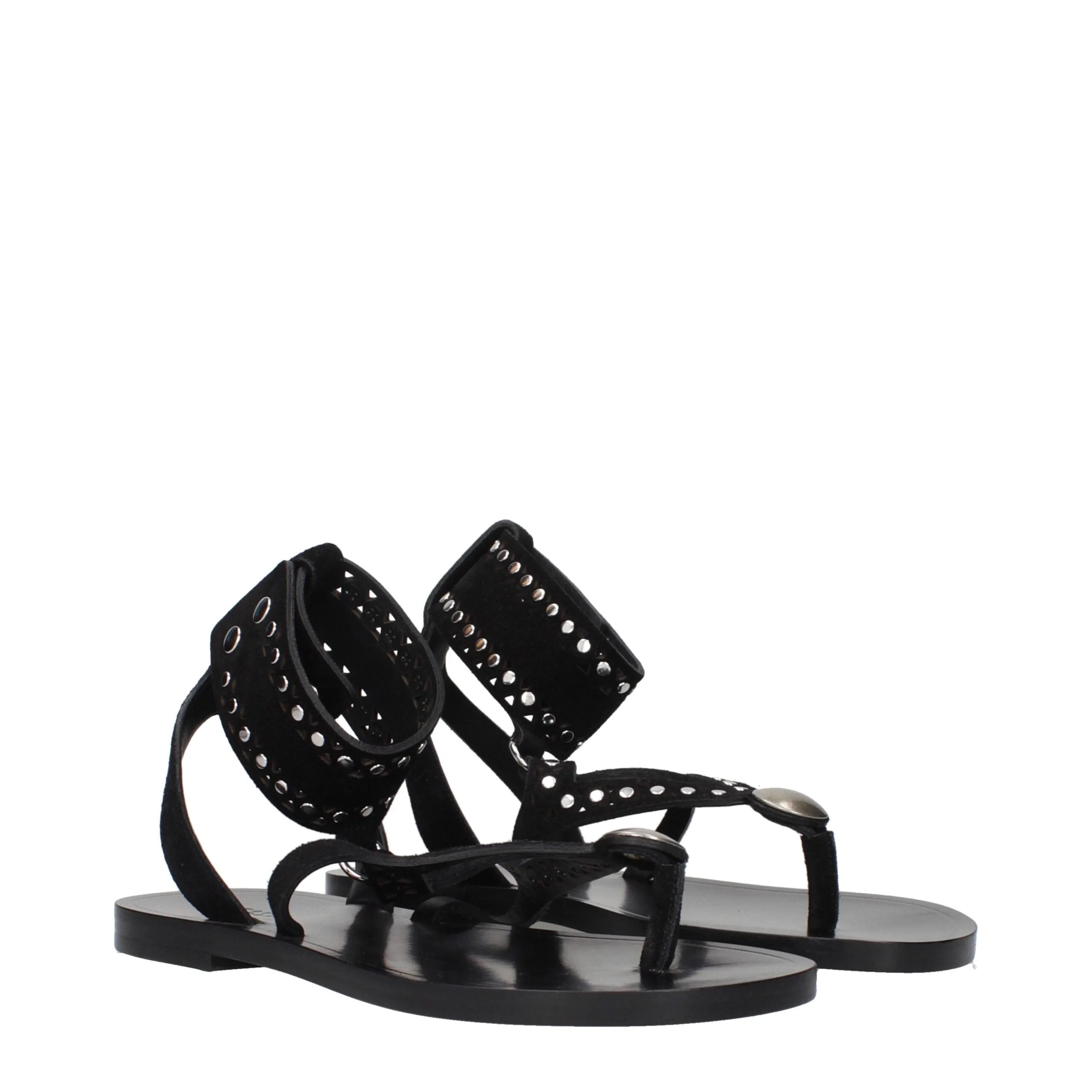 Isabel Marant Black Leather Flip-Flop Sandals - EU36/US6