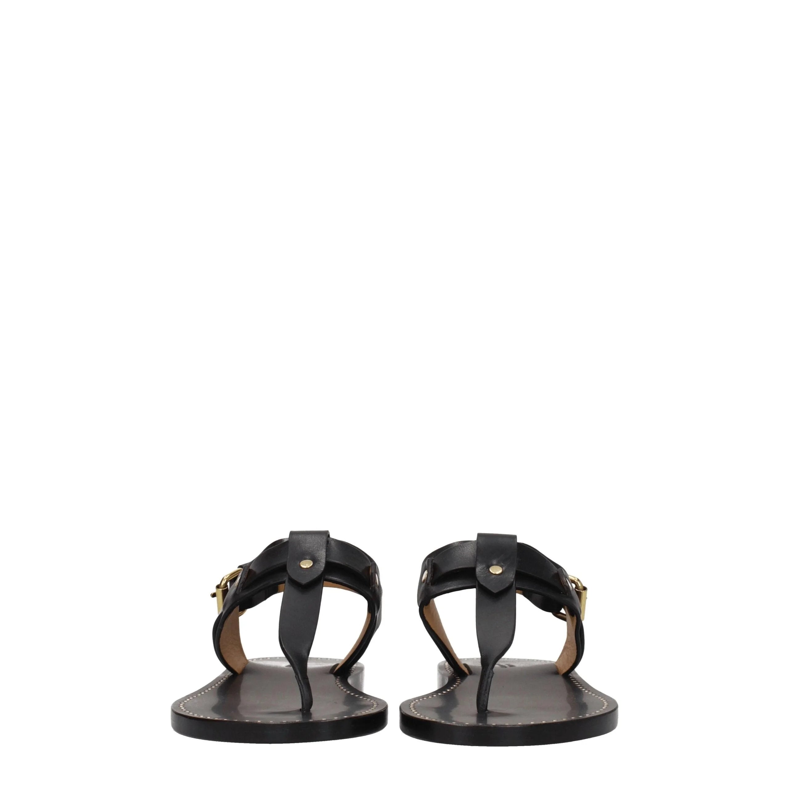 Isabel Marant Black Leather Flip-Flop Sandals - EU37/US7