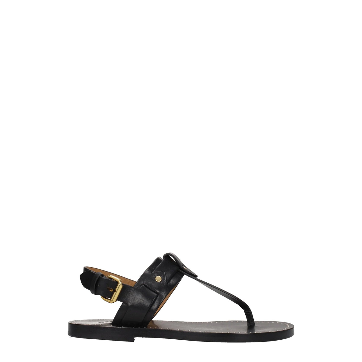 Isabel Marant Black Leather Flip-Flop Sandals - EU37/US7