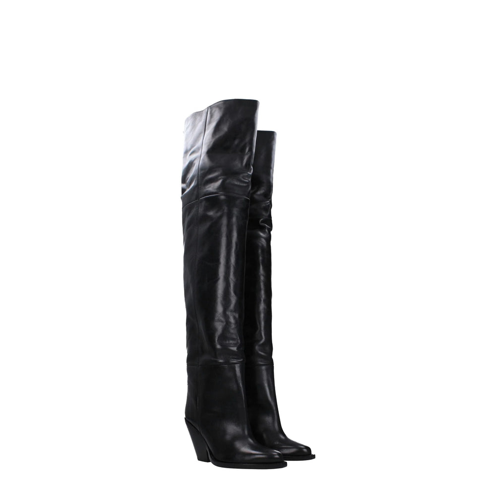 Isabel Marant Black Leather Over The Knee - EU36/US6