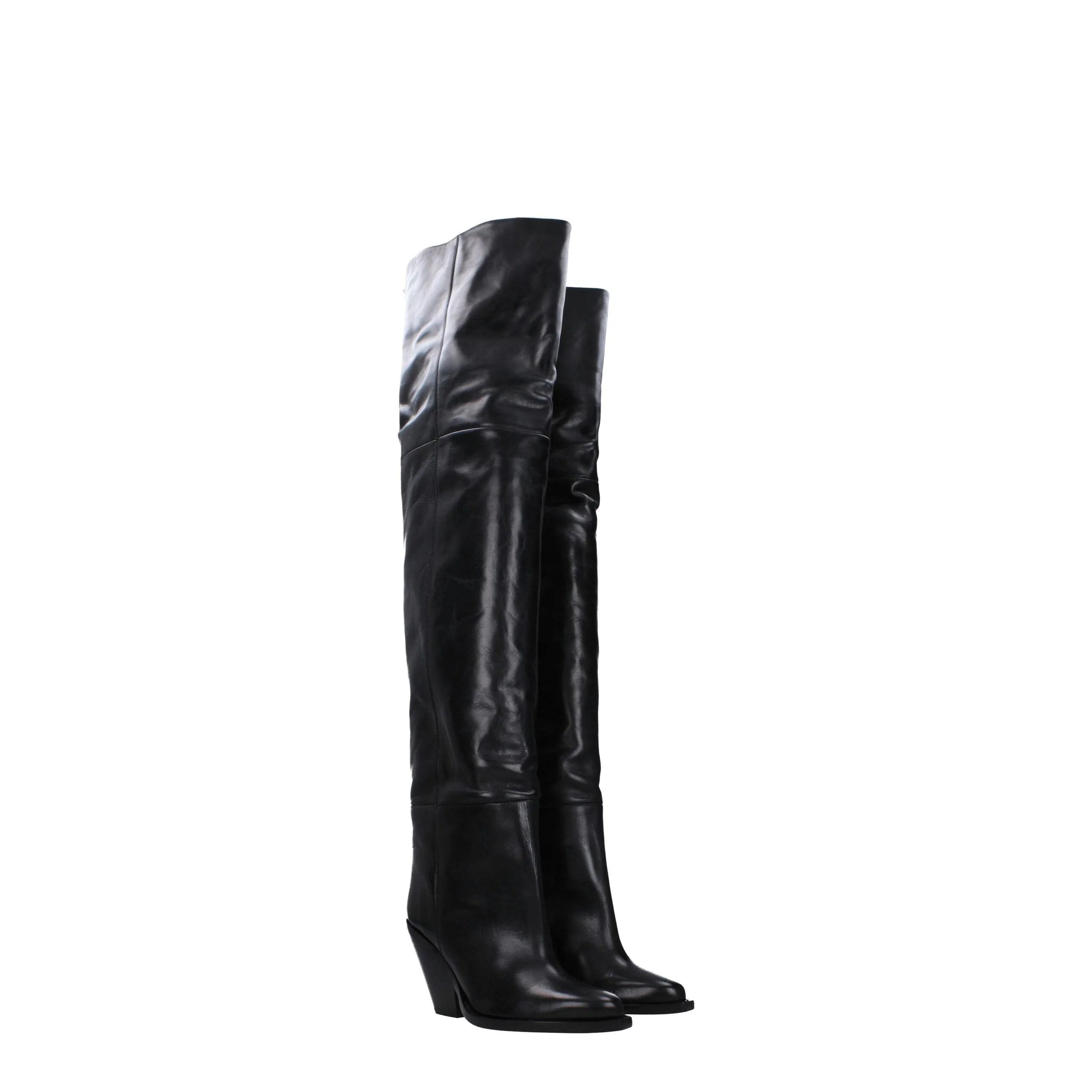 Isabel Marant Black Leather Over The Knee - EU36/US6
