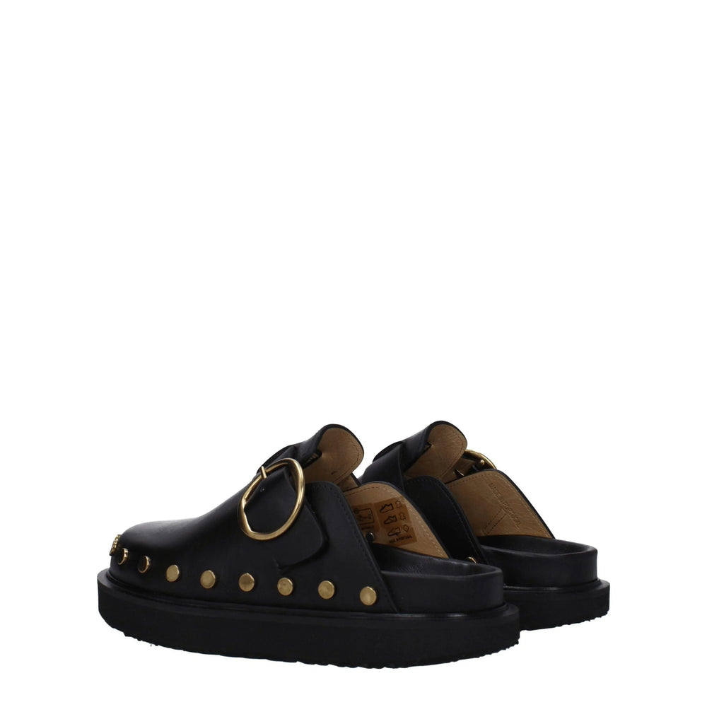 Isabel Marant Black Leather Slippers Sandals - Sandals