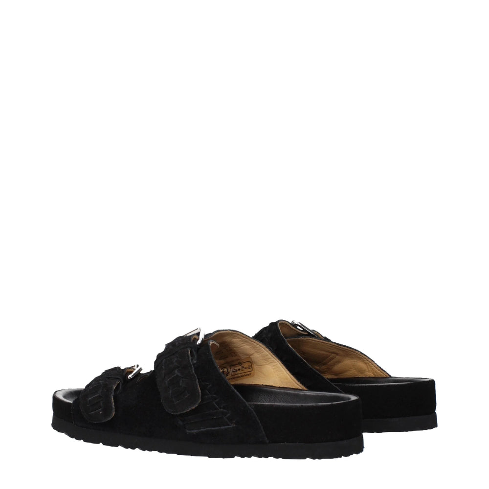 Isabel Marant Black Leather Slippers Sandals