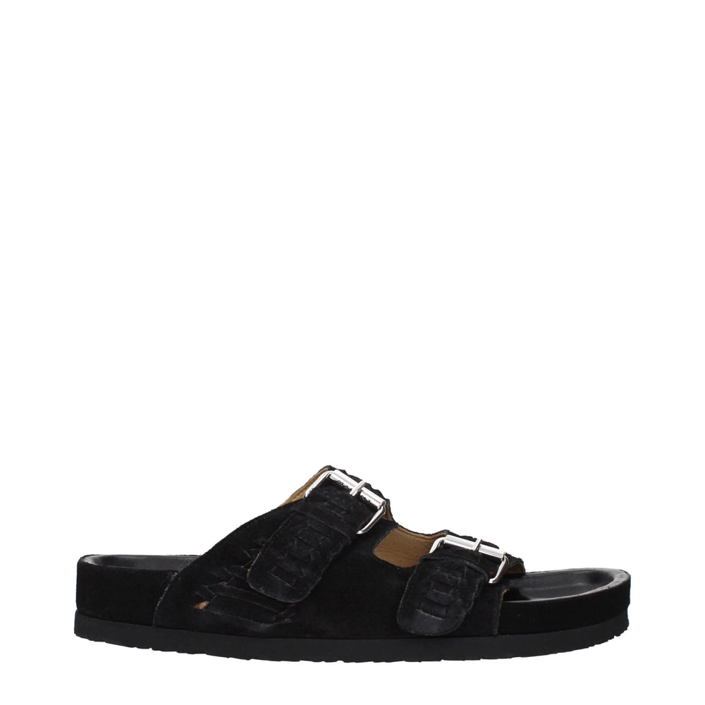 Isabel Marant Black Leather Slippers Sandals