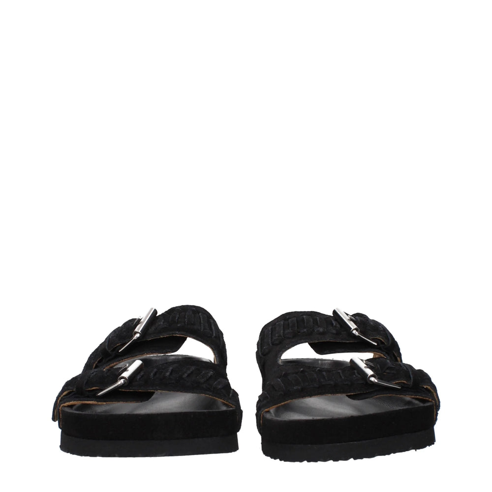 Isabel Marant Black Leather Slippers Sandals