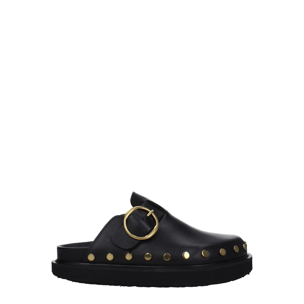 Isabel Marant Black Leather Slippers Sandals - Sandals