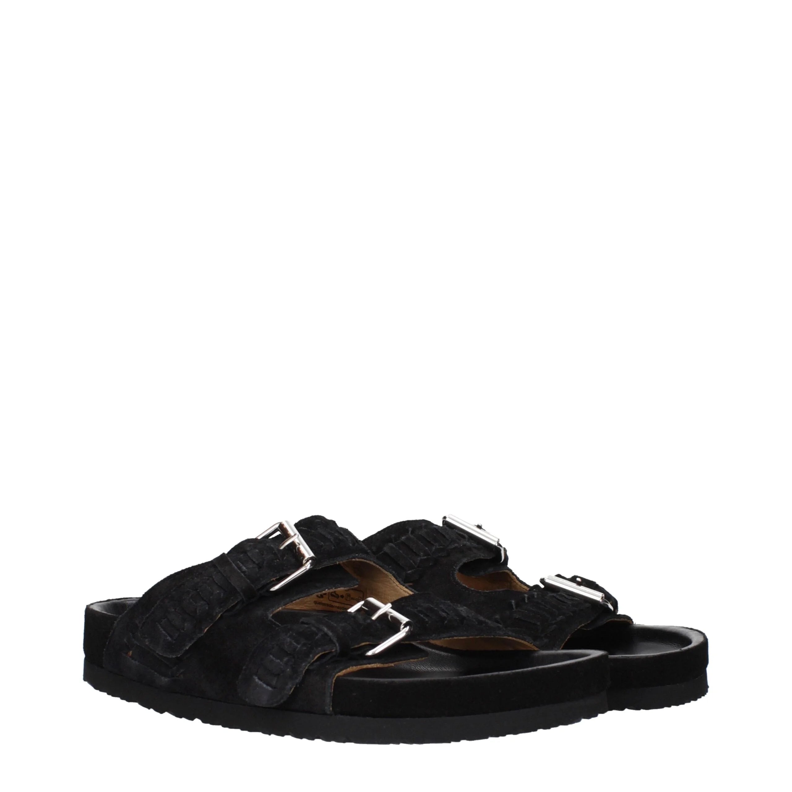 Isabel Marant Black Leather Slippers Sandals