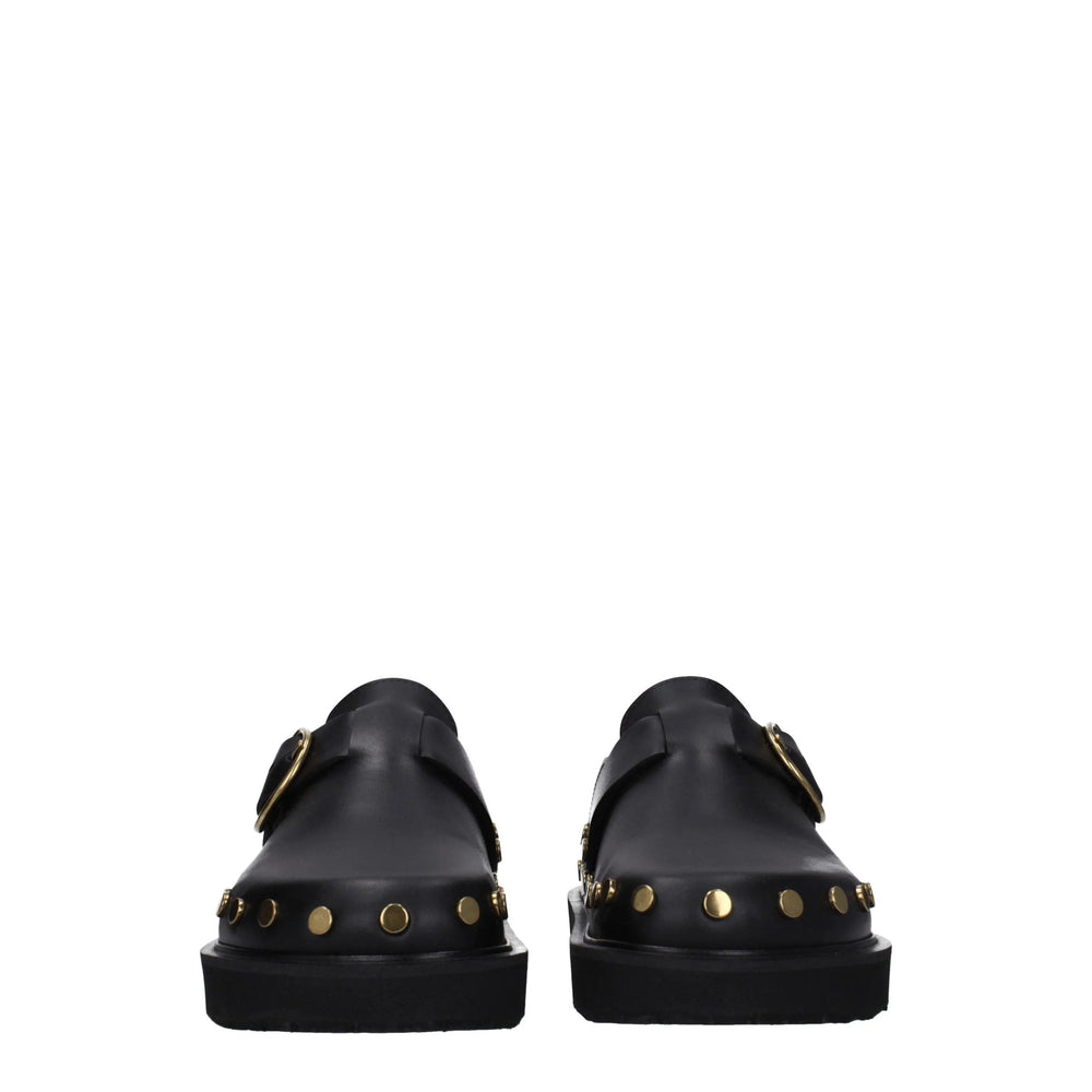 Isabel Marant Black Leather Slippers Sandals - Sandals