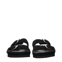 Isabel Marant Black Leather Slippers Sandals
