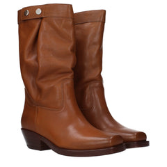 Isabel Marant Brown Leather Ankle Boots - EU36/US6