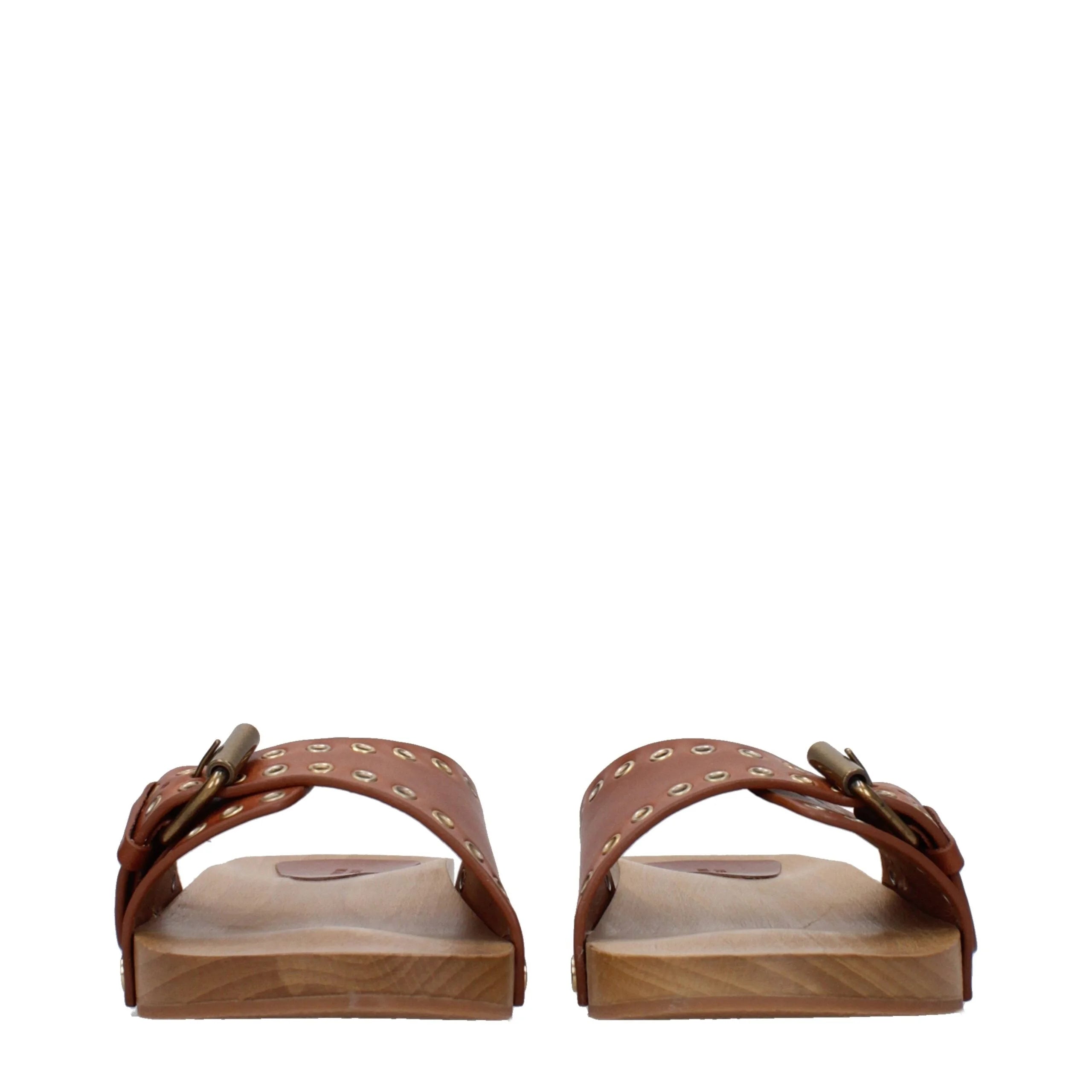 Isabel Marant Brown Leather Slippers Sandals - Sandals