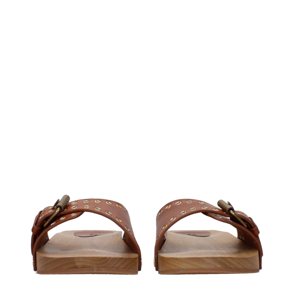 Isabel Marant Brown Leather Slippers Sandals - Sandals