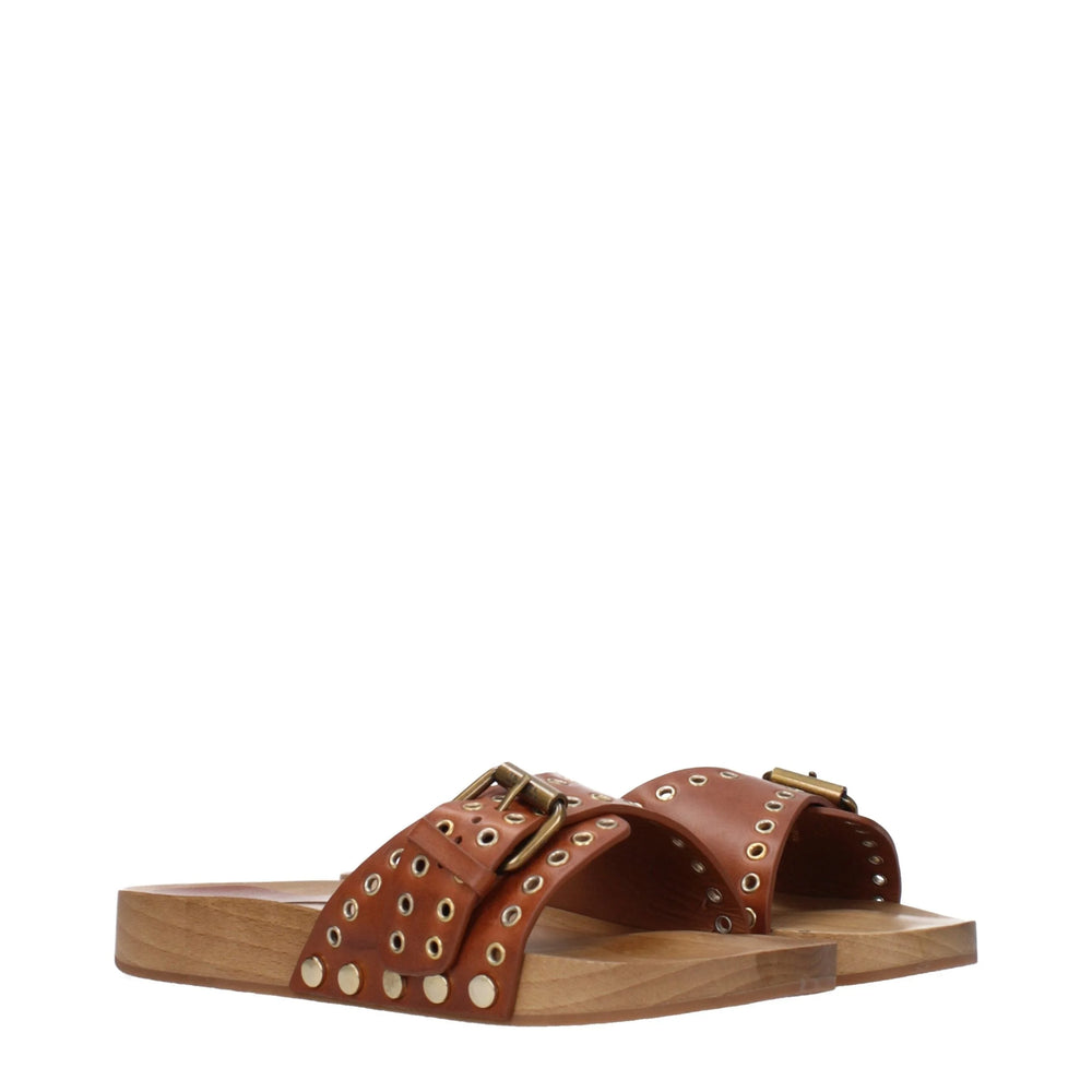 Isabel Marant Brown Leather Slippers Sandals - Sandals
