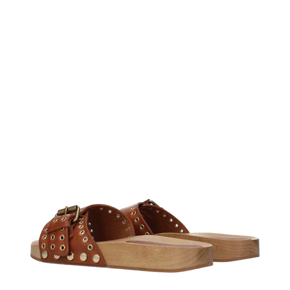 Isabel Marant Brown Leather Slippers Sandals - Sandals