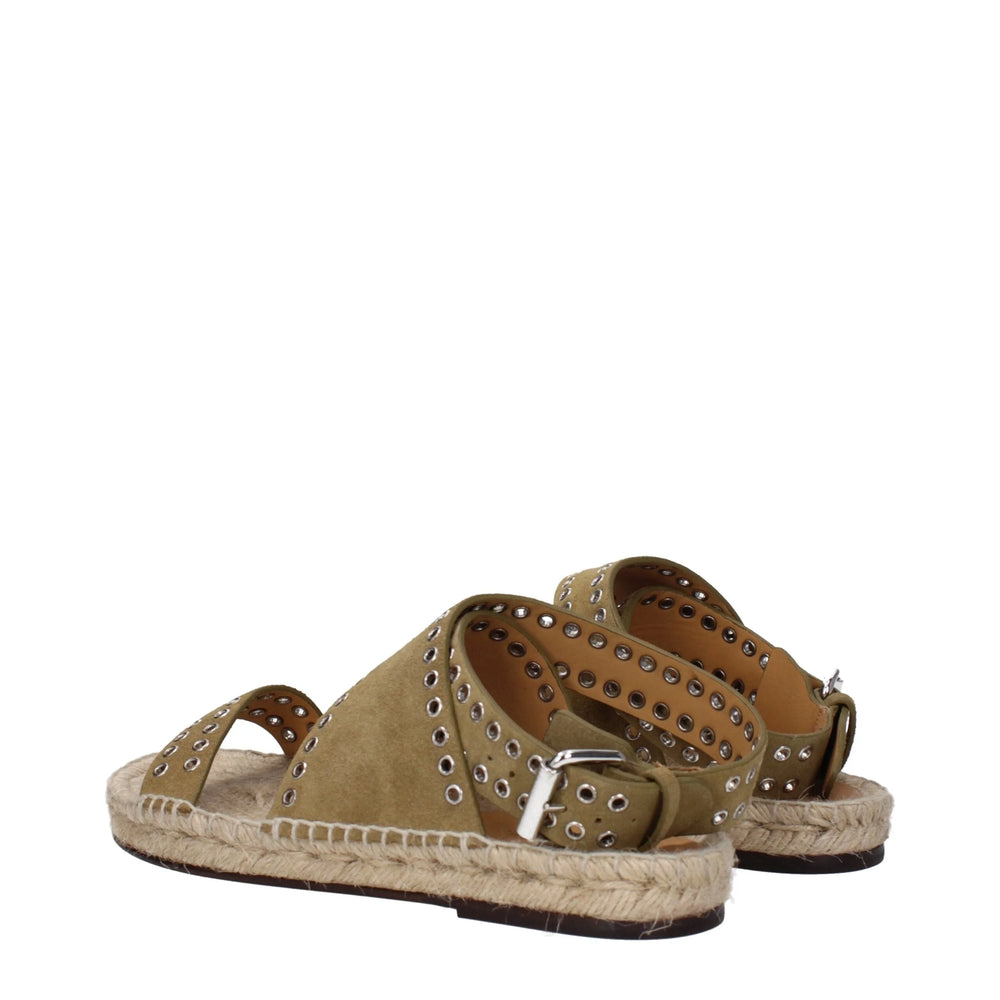 Isabel Marant Green Leather Flat Sandals - Sandals
