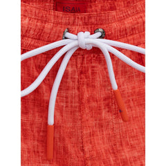 Isaia Red Polyester Swim Short - XL