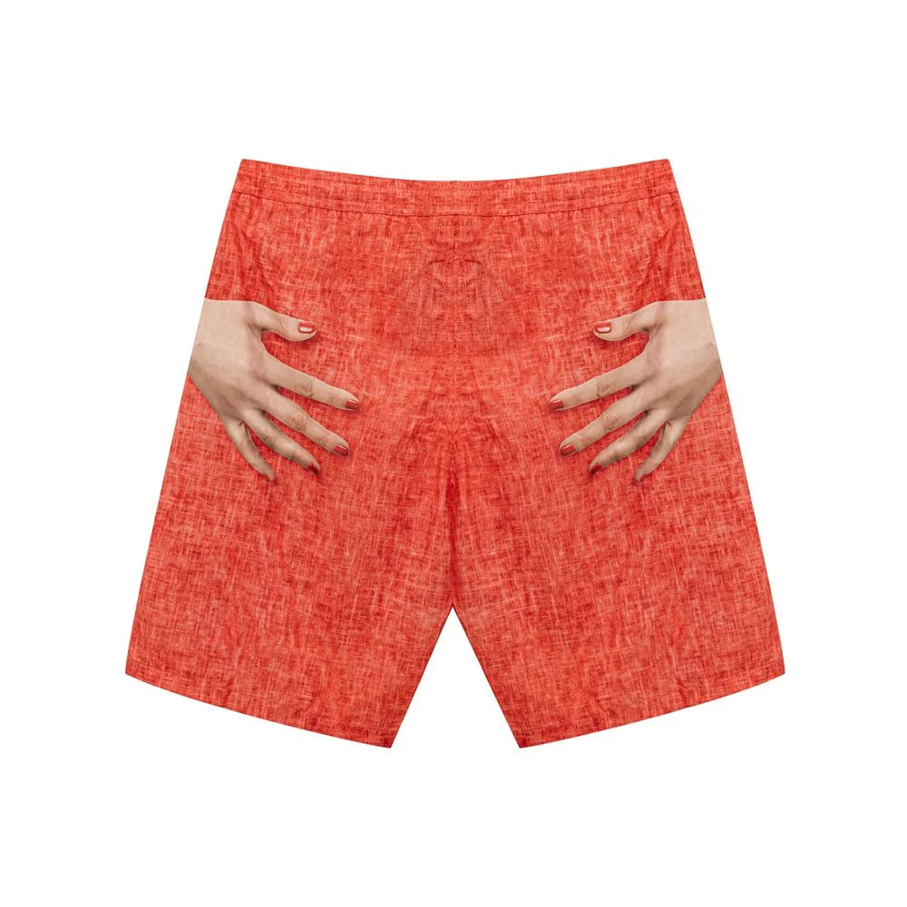 Isaia Red Polyester Swim Short - XL