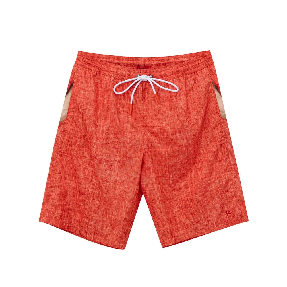 Isaia Red Polyester Swim Short - XL