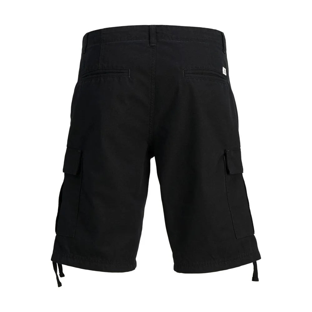 Jack Jones Black Cotton Bermuda - Cargo Shorts