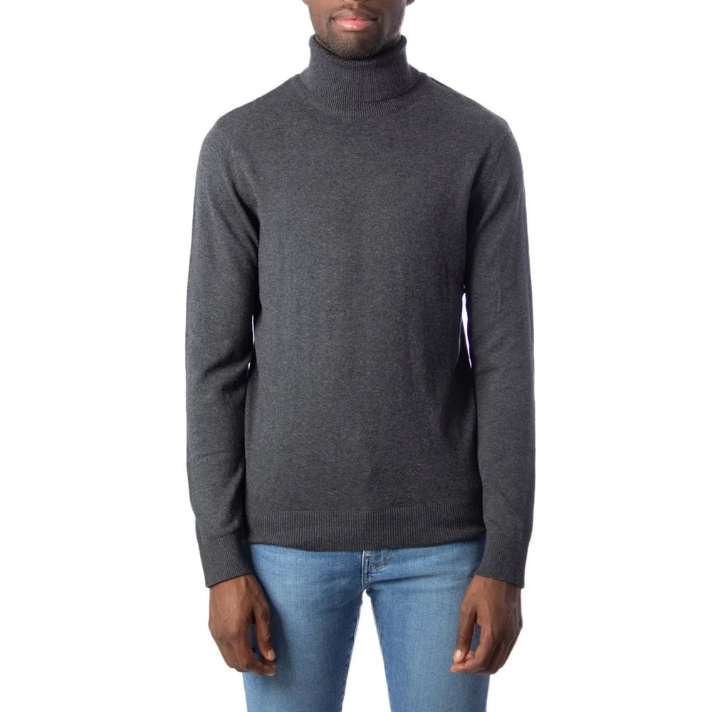 Jack Jones Gray Cotton Turtleneck - Sweaters