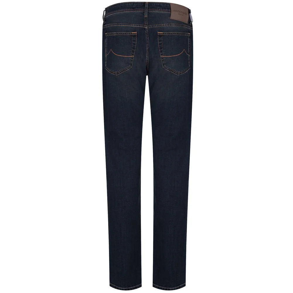 Jacob Cohen Blue Cotton Men Jeans with Orange Stitch Detail - IT40 | M - Jeans