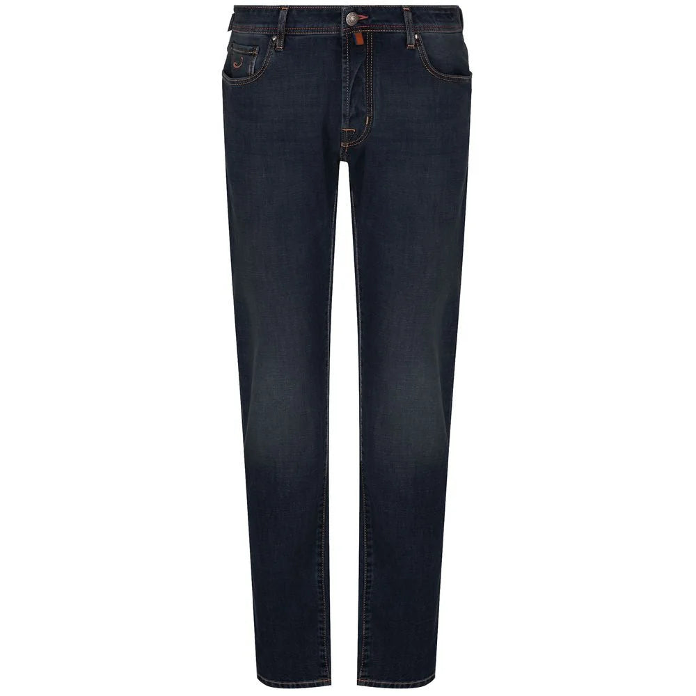 Jacob Cohen Blue Cotton Men Jeans with Orange Stitching - IT40 | M