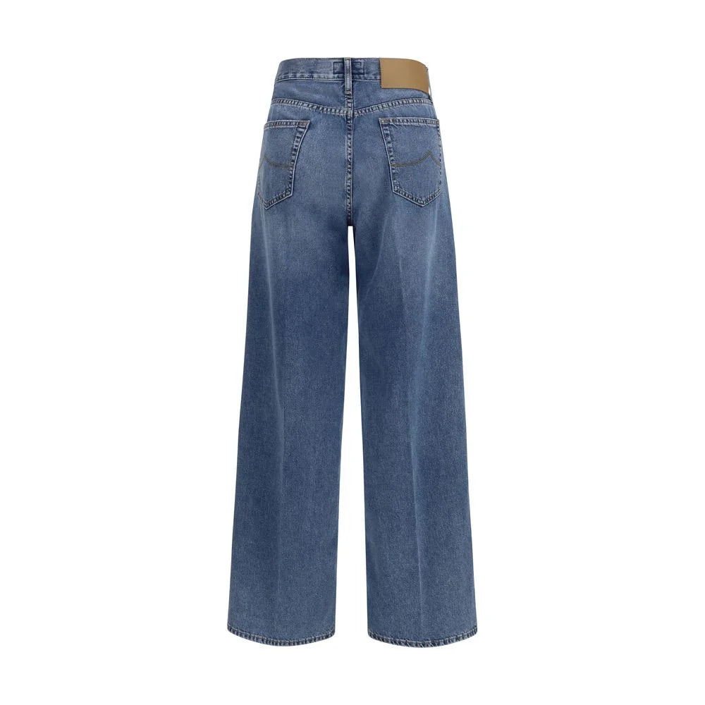 Spodnie jeans Jacob Cohen niebieskie, luźny krój