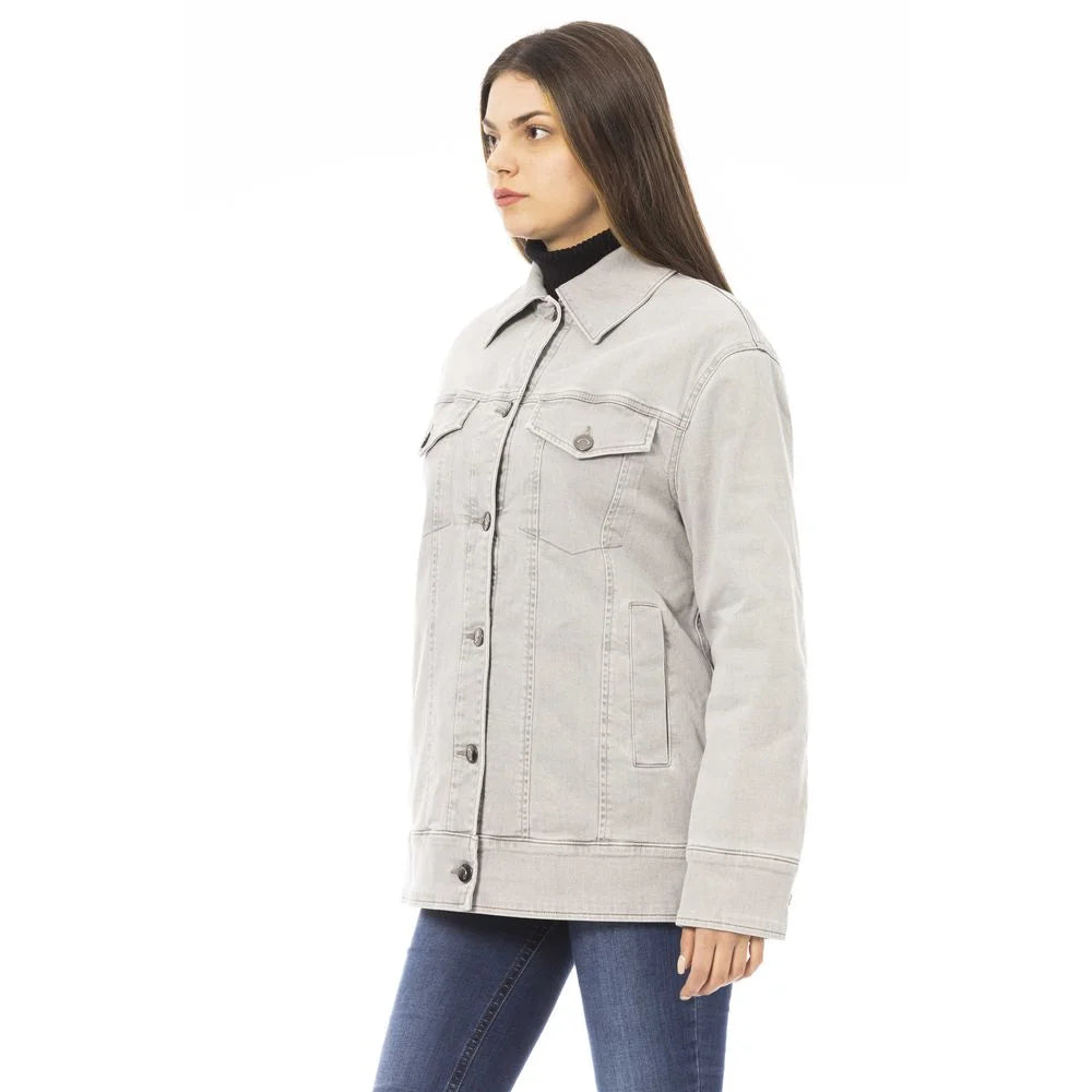 Jacob Cohen Gray Cotton Women Jacket - IT48|XXL - Trucker Jackets