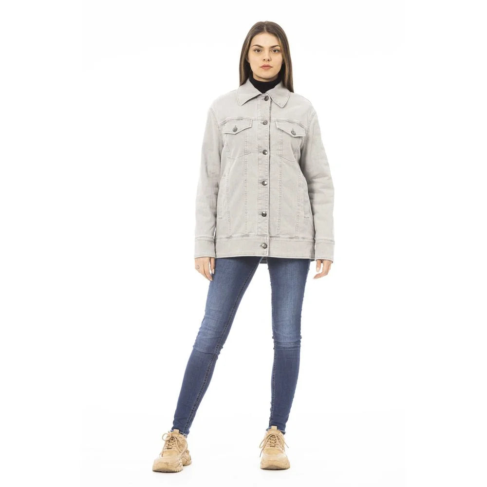 Jacob Cohen Gray Cotton Women Jacket - IT48|XXL - Trucker Jackets