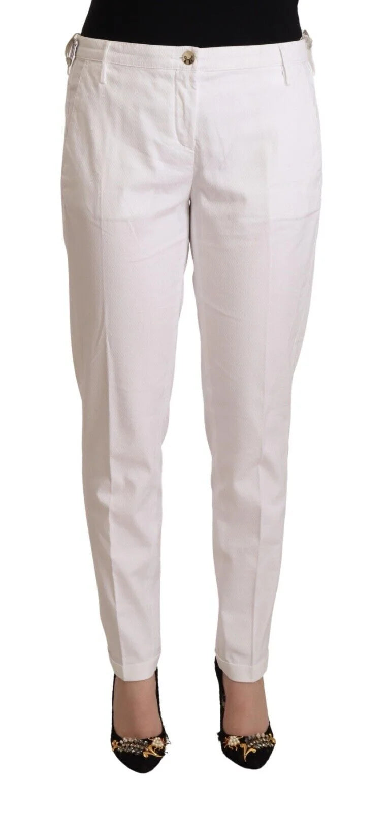 Jacob Cohen White Mid Waist Tapered Birgitte Pants - W31 - Trousers