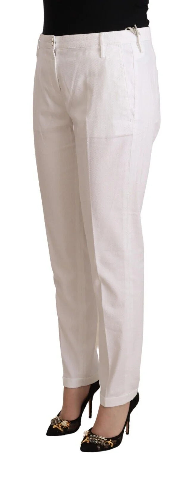 Jacob Cohen White Mid Waist Tapered Birgitte Pants - W31 - Trousers