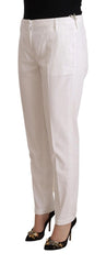 Jacob Cohen White Mid Waist Tapered Birgitte Pants - W31 - Trousers