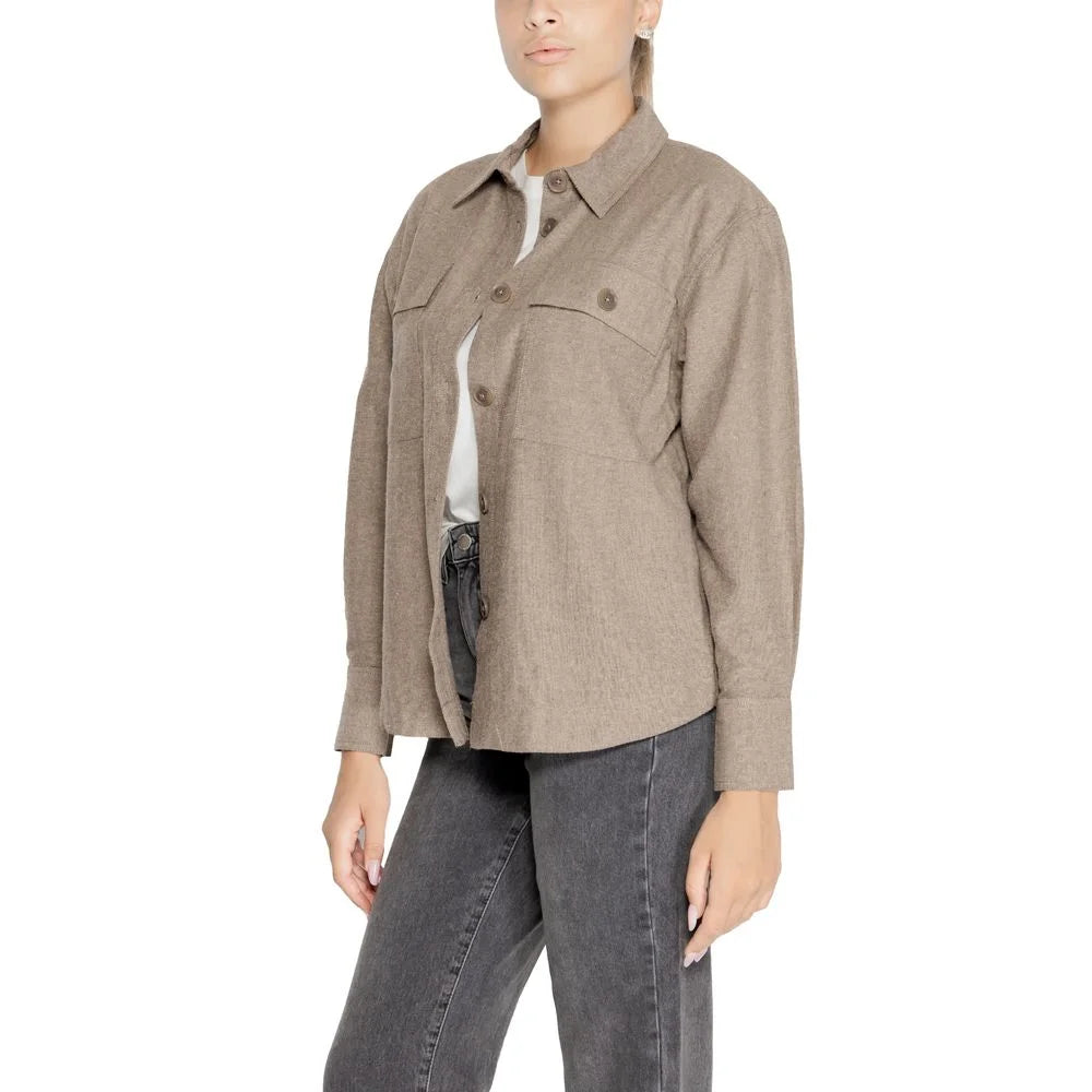 Jacqueline De Yong Beige Recycled Cotton Shirt - Shirts
