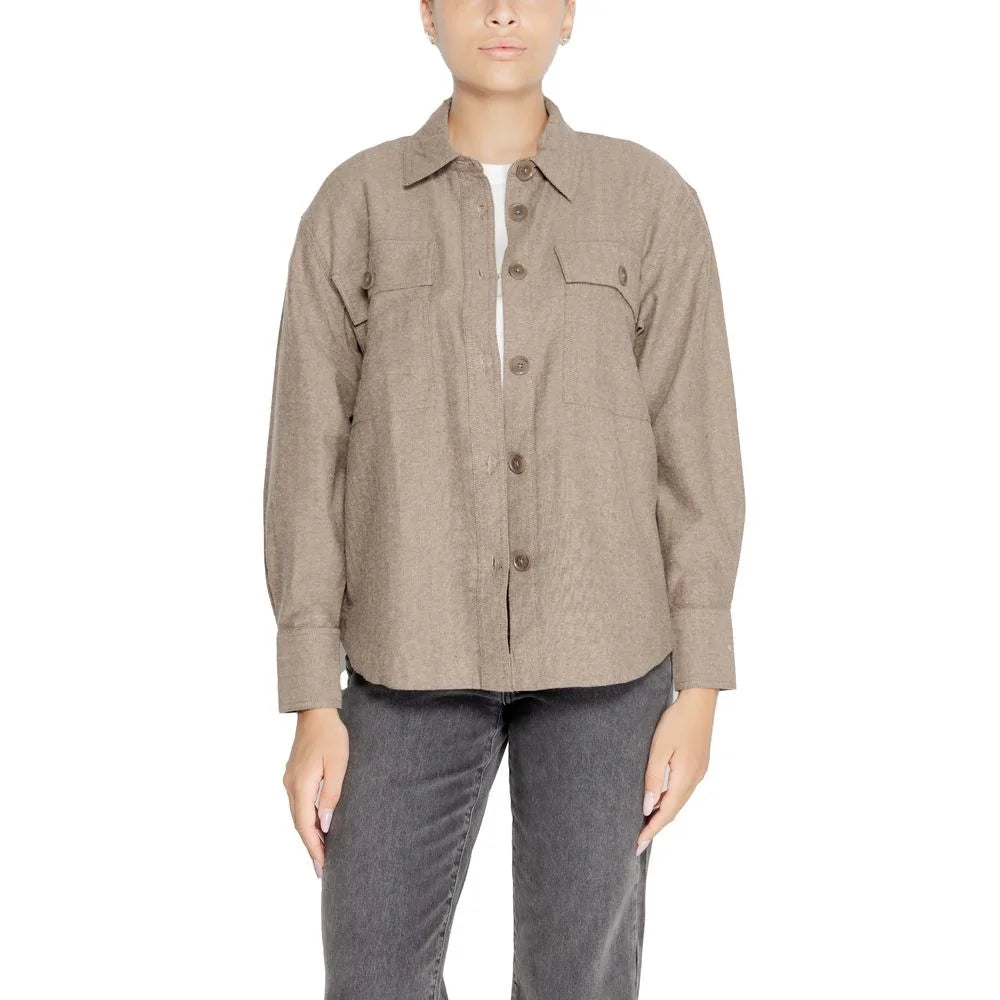 Jacqueline De Yong Beige Recycled Cotton Shirt - Shirts