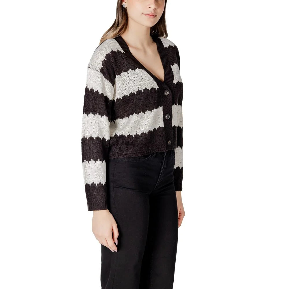 Jacqueline De Yong Black And White Marabou Cardigan - IT42|M - Cardigans