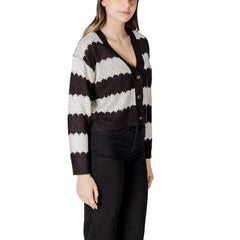 Jacqueline De Yong Black And White Marabou Cardigan - IT42|M - Cardigans