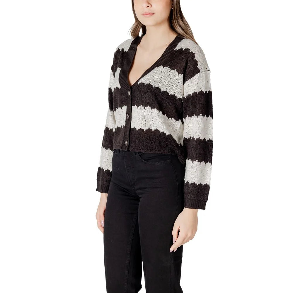 Jacqueline De Yong Black And White Marabou Cardigan - IT42|M - Cardigans