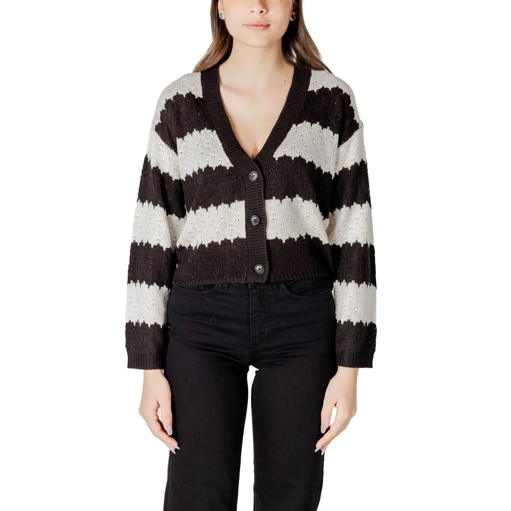 Jacqueline De Yong Black And White Marabou Cardigan - IT42|M - Cardigans