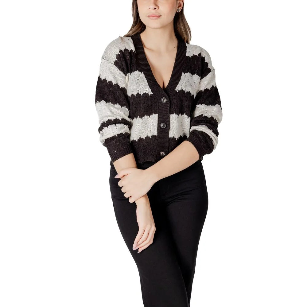 Jacqueline De Yong Black And White Marabou Cardigan - IT42|M - Cardigans