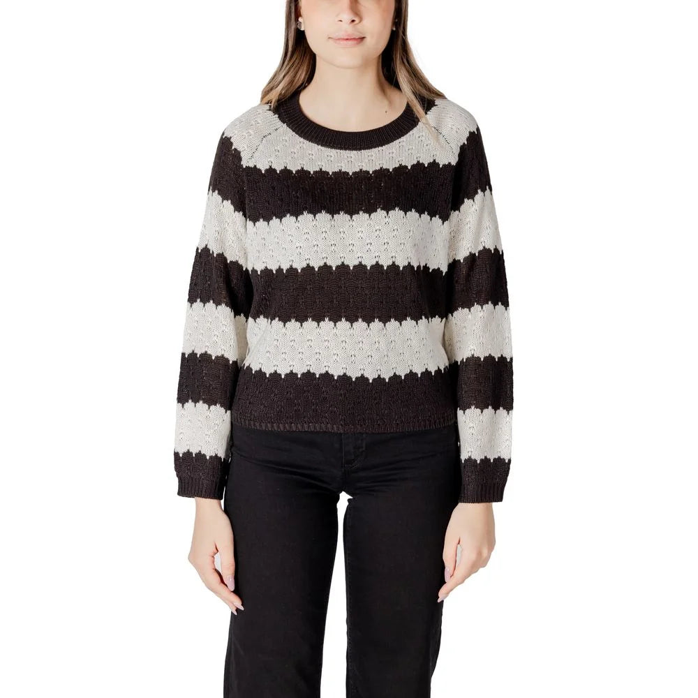 Jacqueline De Yong Black And White Marabou Sweater - Sweaters