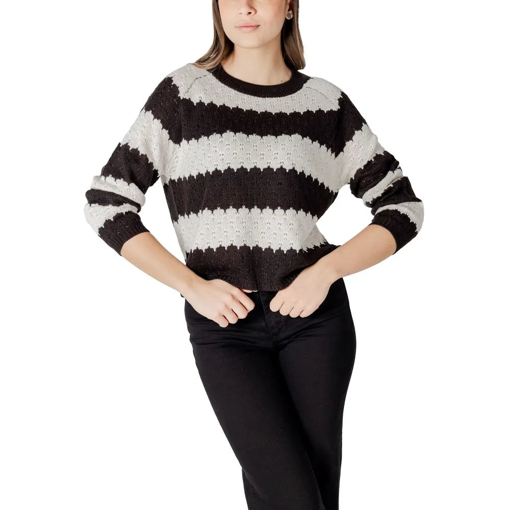 Jacqueline De Yong Black And White Marabou Sweater - Sweaters