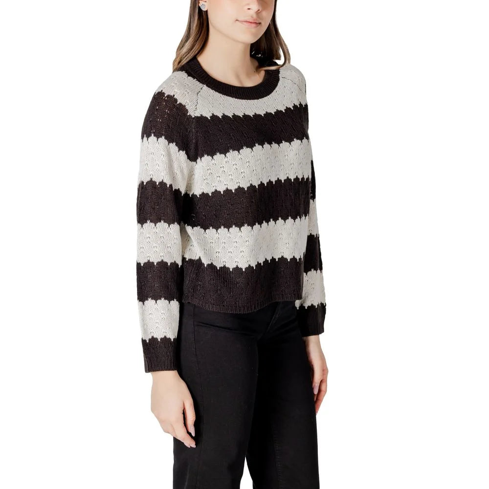 Jacqueline De Yong Black And White Marabou Sweater - Sweaters