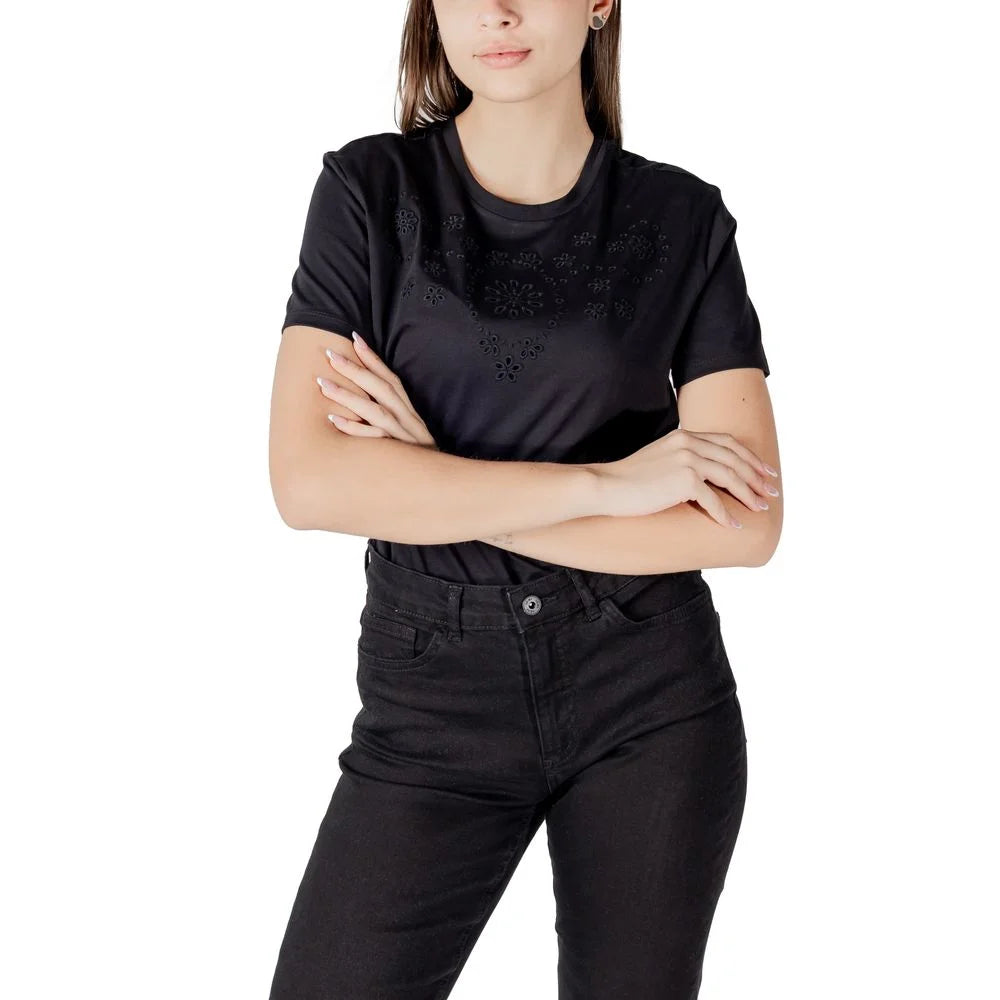Jacqueline De Yong Black Cotton T-Shirt - T-Shirts