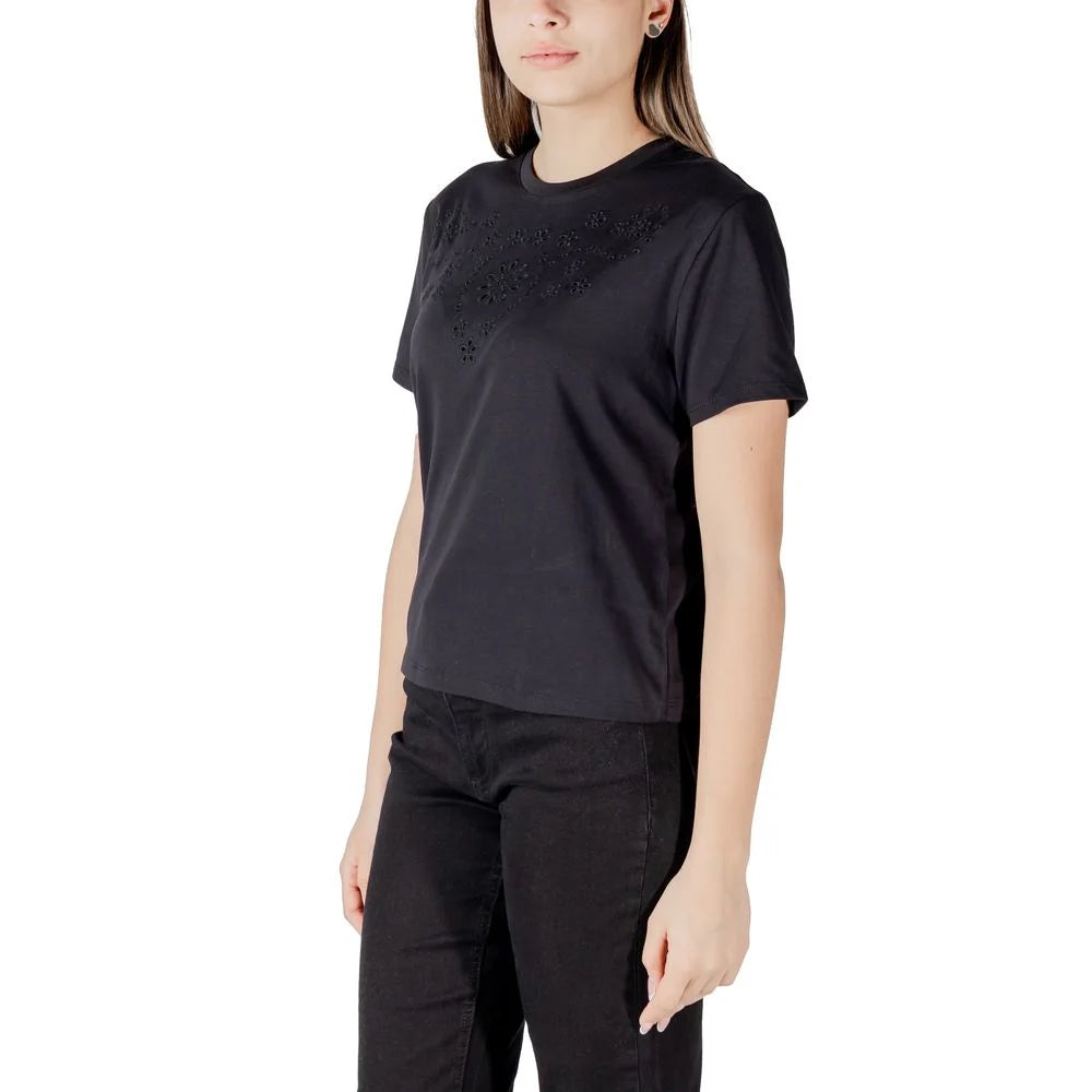 Jacqueline De Yong Black Cotton T-Shirt - T-Shirts